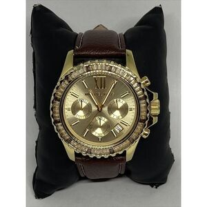 Michael Kors Everest MK5874 Women's Brown Leather Analog Dial Quartz Watch EY676